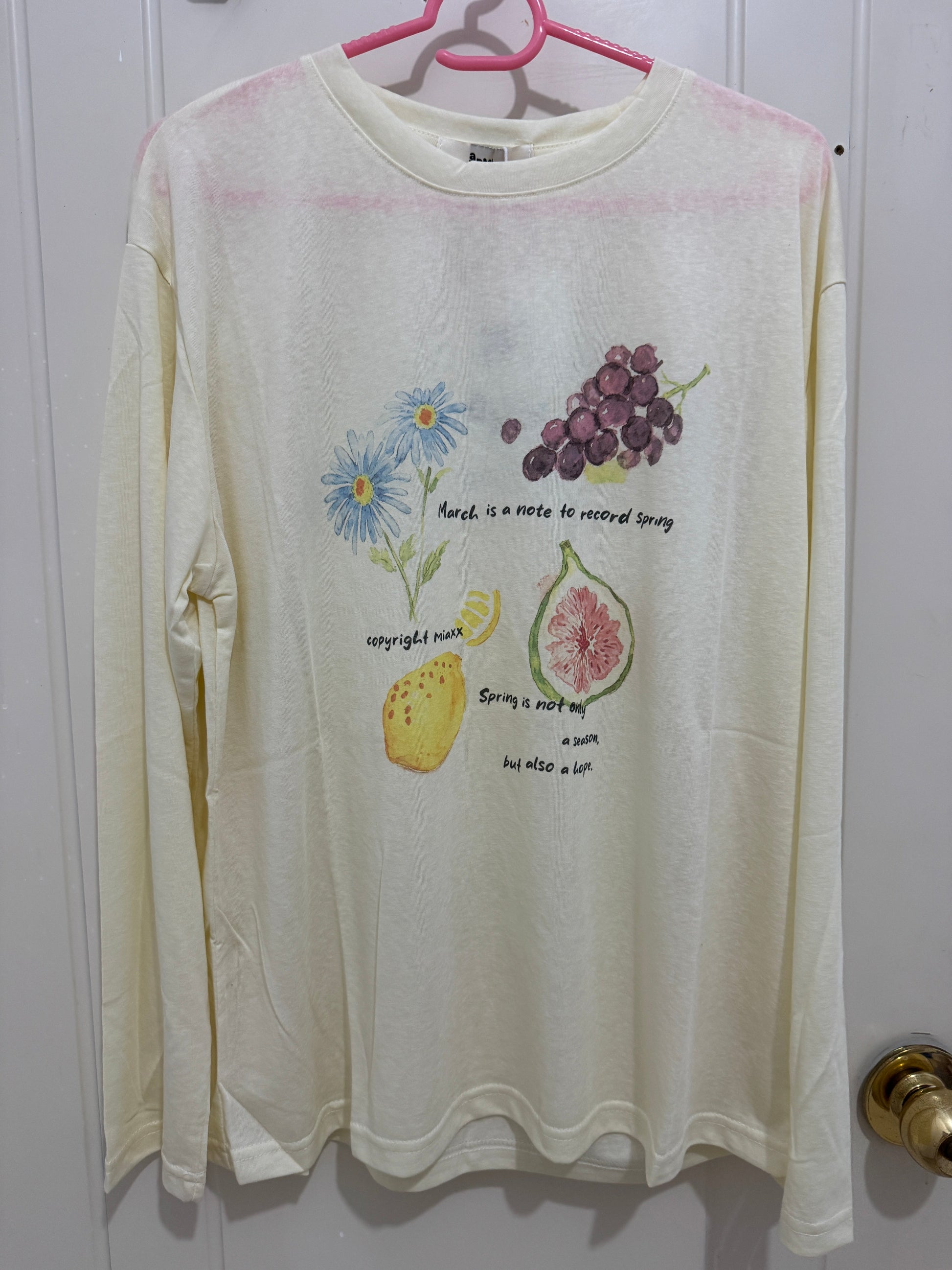 Korean Fashion Cute Garden Style Long-sleeved Sun Protection T-Shirt Series | Flower & Fruit - Kawaii Fashion Items