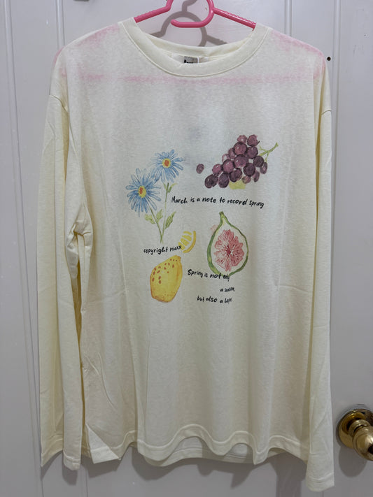 Korean Fashion Cute Garden Style Long-sleeved Sun Protection T-Shirt Series | Flower & Fruit - Kawaii Fashion Items