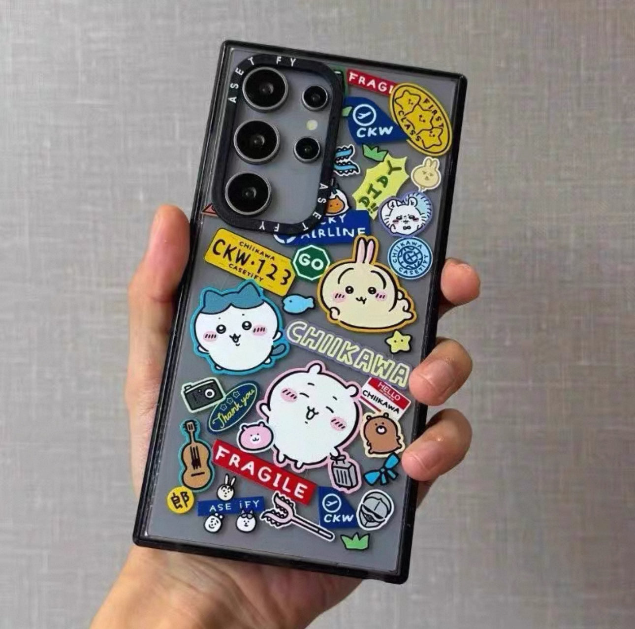 Japanese Cartoon ChiiKawa Acrylic Phone Case | ChiiKawa Hachiware Usagi Travel & Pajamas Party - Phone Case Samsung Galaxy S25 S24 S23 S22 Ultra