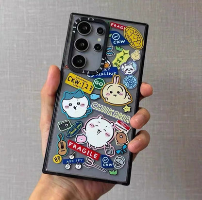 Japanese Cartoon ChiiKawa Acrylic Phone Case | ChiiKawa Hachiware Usagi Travel & Pajamas Party - Phone Case Samsung Galaxy S25 S24 S23 S22 Ultra