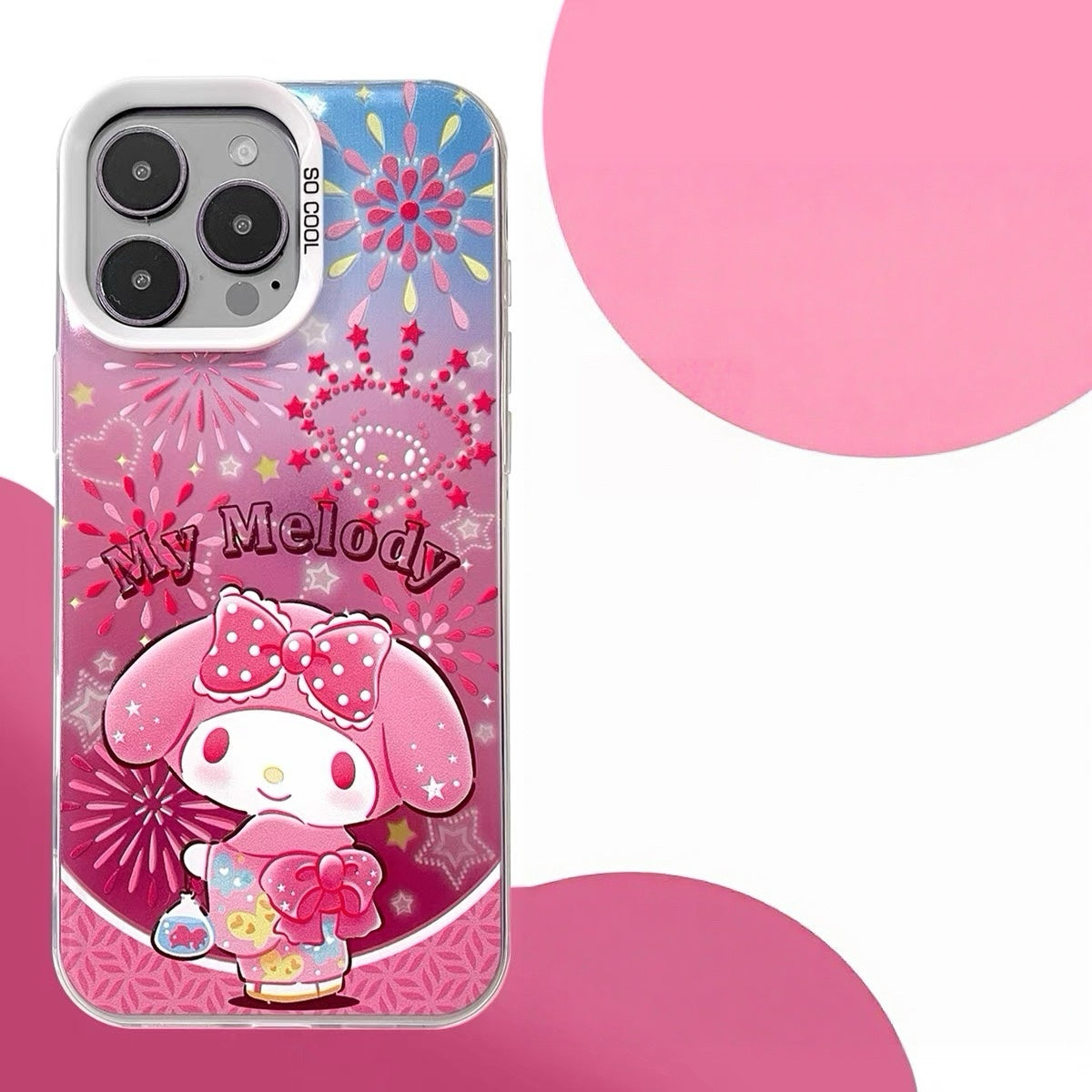 Japanese Cartoon Sanrio Summer Festival Laser Case | Hello Kitty My Melody Kuromi 3 Styles - iPhone Case 11 12 13 14 15 16 16e 17 17e Pro Promax