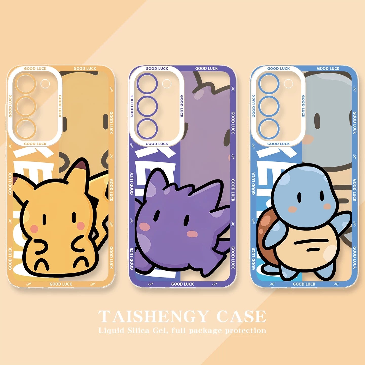 Japan Cartoon Pokemon Fatty Cute Drawing | Pikachu Gengar Squirtle Psyduck Bulbasaur Charmander Eevee Gible - Phone Case Samsung Galaxy S26 S25 S24 S23 S22 S21 FE Ultra