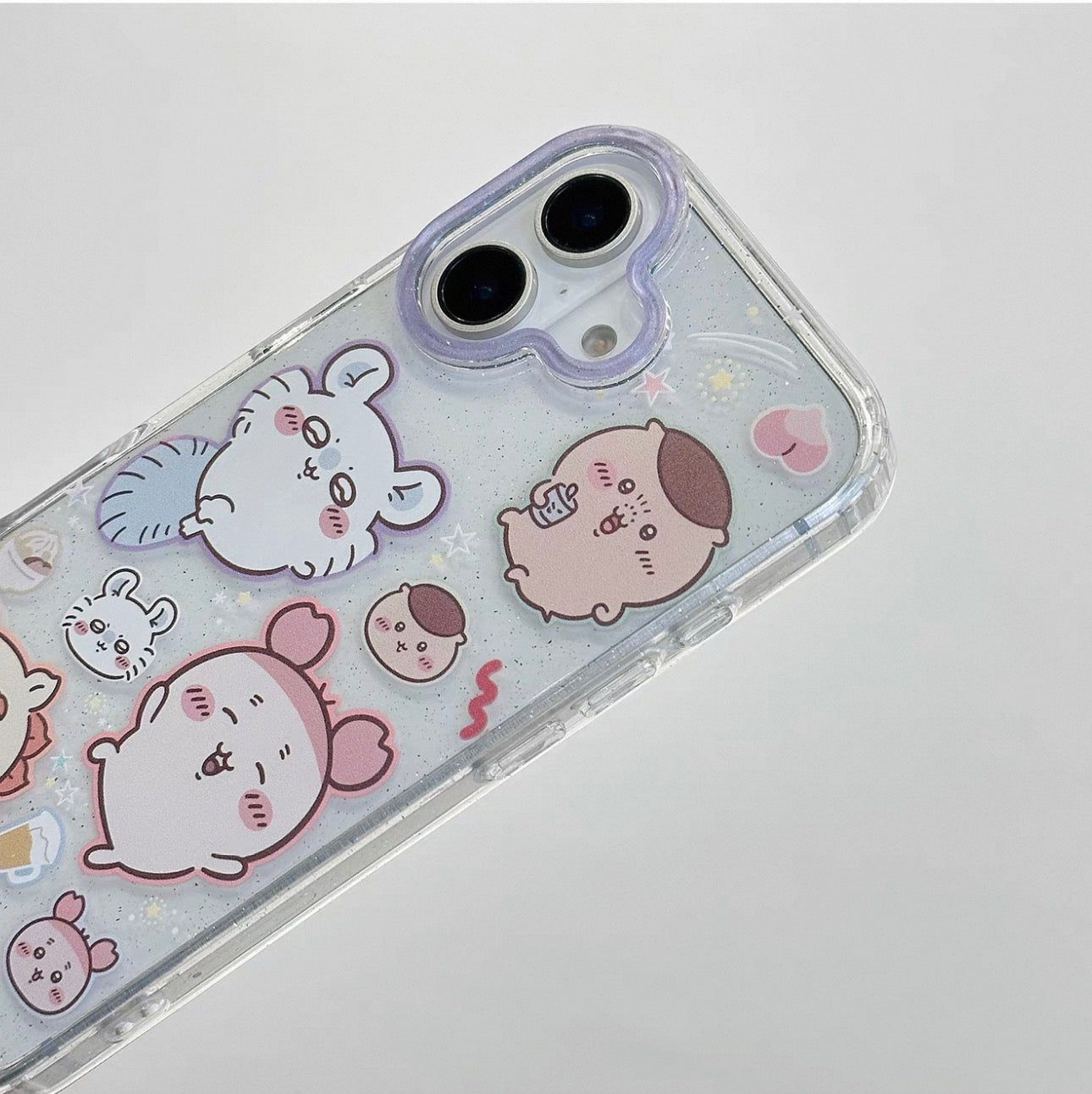 Japanese Cartoon ChiiKawa Gittler Colour Clear Case with Phone Strape | ChiiKawa Hachiware Usagi Momonga Rakko Kurimanju Shisa Furuhonya - iPhone Case Plus SE2 11 12 13 14 15 16 16e 17 17e Pro Promax 12mini 13mini