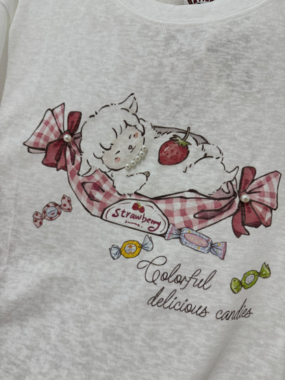 Korean Fashion Cute Animals Style T-Shirt Series | Sheep with Sweets - Kawaii Fashion Items