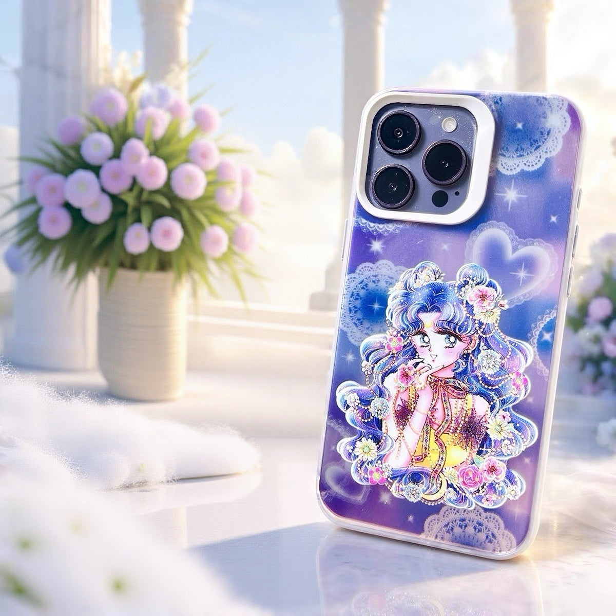 Japanese Cartoon Sailor Moon Comic Style Laser Case | Black Lady Princess Serenity Luna 3 Styles - iPhone Case 11 12 13 14 15 16 16e 17 17e 18 Pro Promax