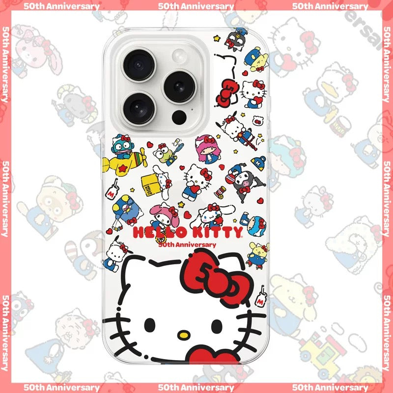 Japanese Cartoon Sanrio with friends Hello Kitty 50th Anniversary - iPhone Case 13 14 15 Pro Promax