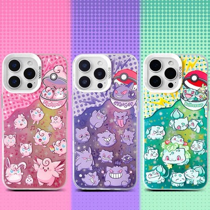 Japanese Cartoon Pokemon UFO Laser Case | Jigglypuff Gengar Bulbasaur - iPhone Case 11 12 13 14 15 16 16e 17 17e Pro Promax