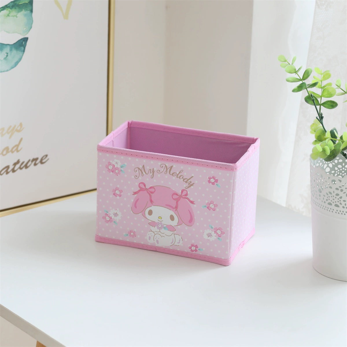 Japanese Cartoon with Flowers Storage Box | Hello Kitty My Melody Kuromi Little Twin Stars Cinnamoroll - Bedroom Girl Gift
