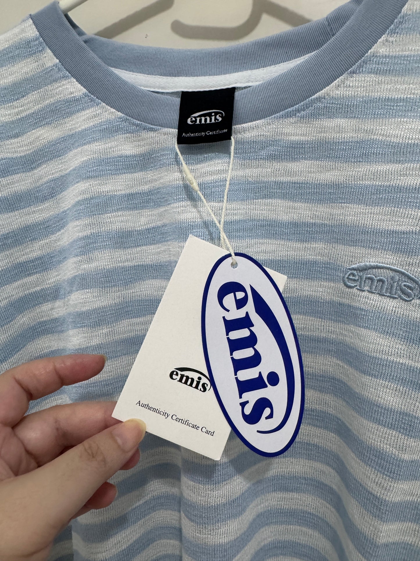 Korean Fashion Emis Style Long-sleeved Sun Protection T-Shirt Series | White Blue Stripe - Kawaii Fashion Items