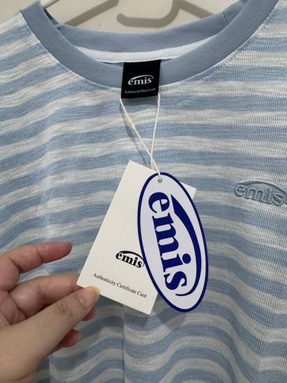 Korean Fashion Emis Style Long-sleeved Sun Protection T-Shirt Series | White Blue Stripe - Kawaii Fashion Items