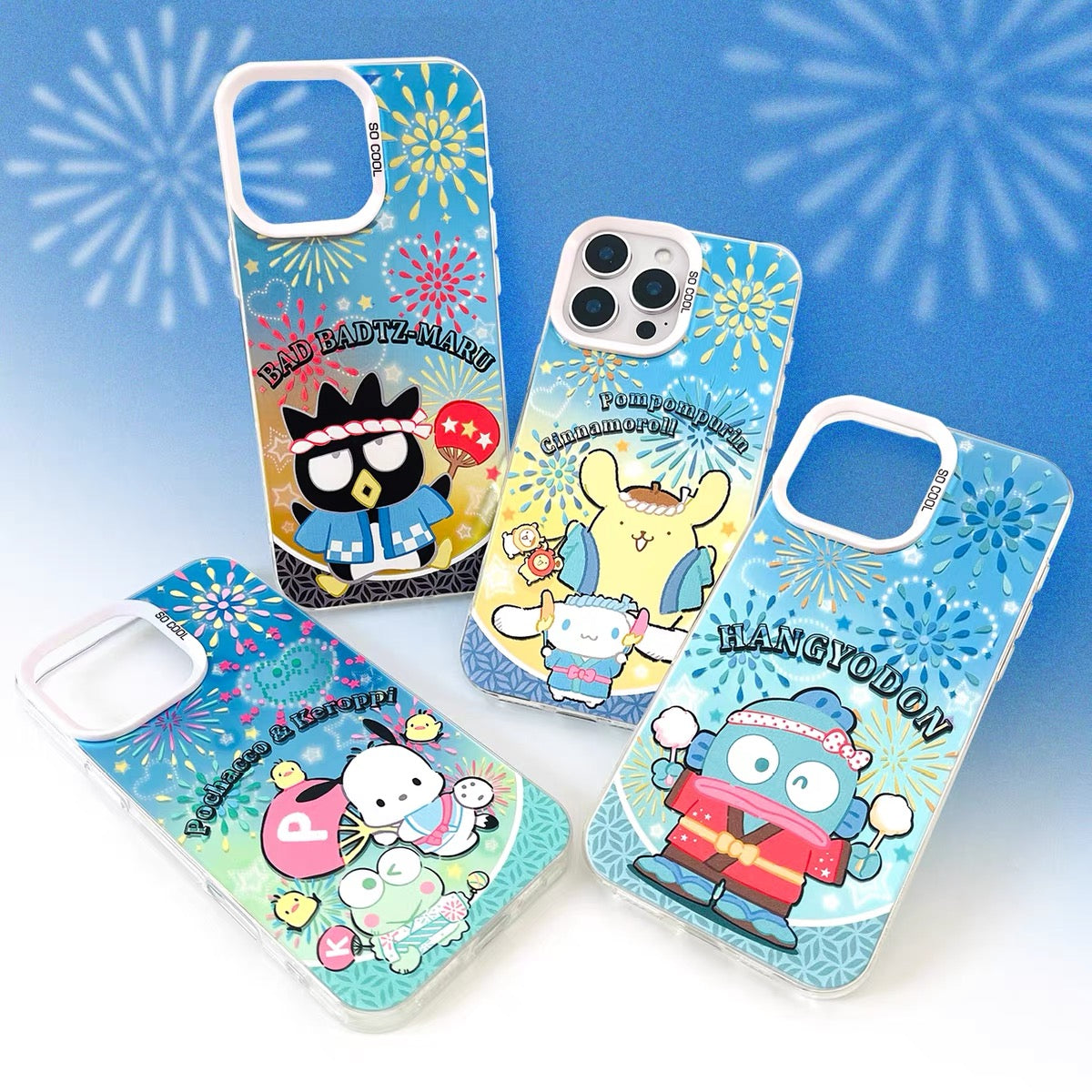 Japanese Cartoon Sanrio Summer Festival Laser Case | Bad Badtz Maru Pompompurin & Cinnamoroll Hangyodon Pochacco & Keroppi 4 Styles - Phone Case Samsung Galaxy S26 S25 S24 S23 S22 S21 FE Ultra Edge