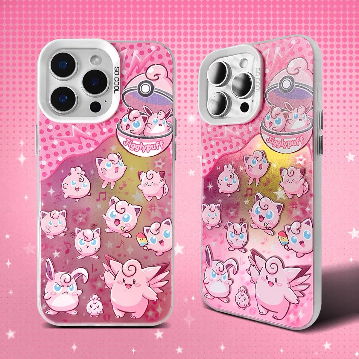Japanese Cartoon Pokemon UFO Laser Case | Jigglypuff Gengar Bulbasaur - iPhone Case 11 12 13 14 15 16 16e 17 17e Pro Promax