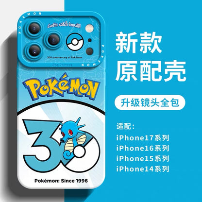 Japanese Cartoon Pokemon Silicone Case Pokemon 30 Anniversary Version Part2 | Dratini Horsea Poliwag Caterpie Growlithe Vulpix Cubone Eevee 8 Styles - iPhone Case PLUS SE2 XS XR X 11 12 13 14 15 16 16e 17 17e Pro Promax 12mini 13mini