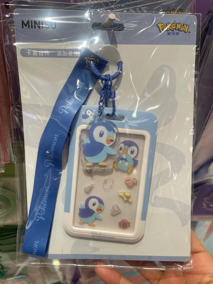 Pokemon X Miniso Card Badge Holder with Keychain | Pikachu Sylveon Gengar Piplup Rowlet - Anime Collectable Kawaii Item