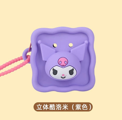 Japan Sanrio Silicone Mini DIY Square 3D Face Purse Bag | Hello Kitty My Melody Kuromi Cinnamoroll Pochacco Hangyodon  - Coin Bag Can put in Airpods EarPhone