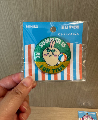 ChiiKawa X Miniso Hot Summer Series | ChiiKawa Hachiware Usagi Momonga Kurimanju Rakko Shisa Summer Time Badge - Kawaii Items Room Decoration