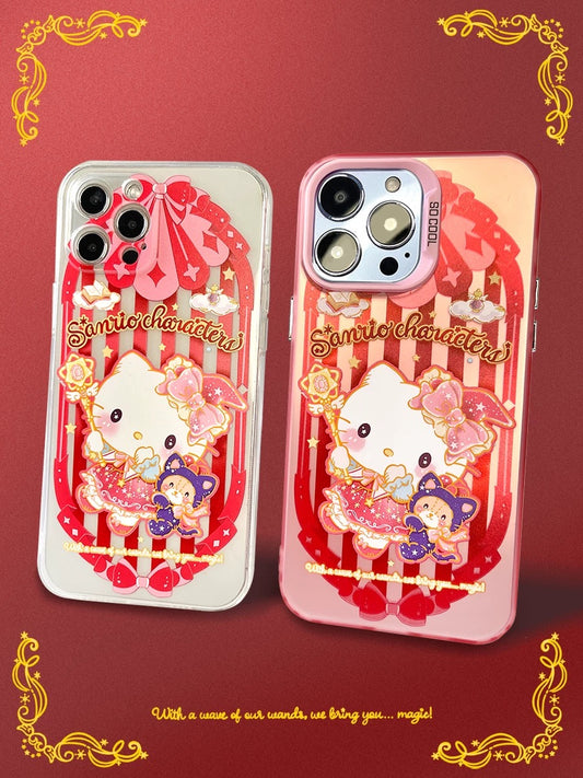 Japanese Cartoon Sanrio Magic School | Hello Kitty Witch Laser Colour Clear - iPhone Case 11 12 13 14 15 16 Pro Promax