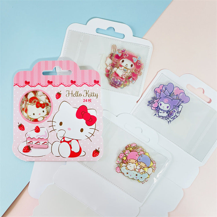 Sanrio Sweet Party Stickers Set | Hello Kitty My Melody Kuromi Little Twin Stars - Set of 24pcs