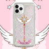 Japanese Cartoon CardCaptorSakura | Magic Wand with Wings Silver Pink Heart Glitter QuickSand - iPhone Case PLUS SE2 XS XR X 11 12 13 14 15 16 Pro Promax 12mini 13mini