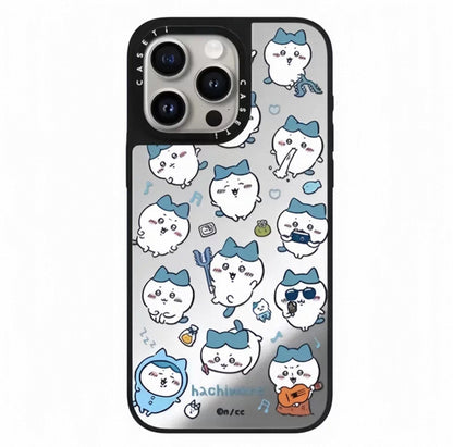 Japanese Cartoon ChiiKawa Mirror Phone Case | ChiiKawa Hachiware Usagi Medley Fun Pose Silver Full Screen - iPhone Case 11 12 13 14 15 16 17 Pro Promax