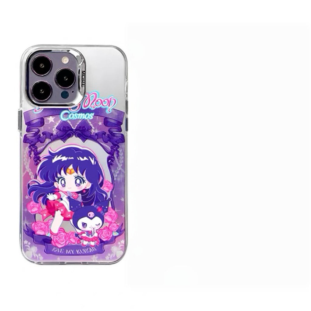 Japanese Cartoon Sanrio x Sailor Moon Laser Case | Hello Kitty My Melody Kuromi Cinnamoroll 5 Styles - iPhone Case 11 12 13 14 15 16 16e 17 17e Pro Promax