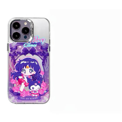 Japanese Cartoon Sanrio x Sailor Moon Laser Case | Hello Kitty My Melody Kuromi Cinnamoroll 5 Styles - iPhone Case 11 12 13 14 15 16 16e 17 17e Pro Promax