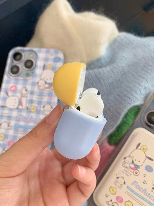 Japanese Cartoon Pochacco PC with Plush AirPods AirPodsPro AirPods3 AirPodsPro2 Case Yellow and Blue KawaiiGiftLand