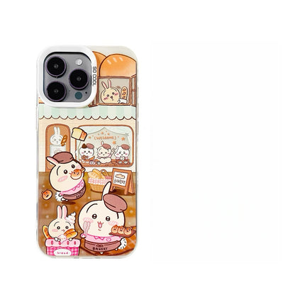 Japanese Cartoon ChiiKawa Bread Cafe Laser Case | ChiiKawa Hachiware Usagi - iPhone Case 11 12 13 14 15 16 16e 17 17e Pro Promax