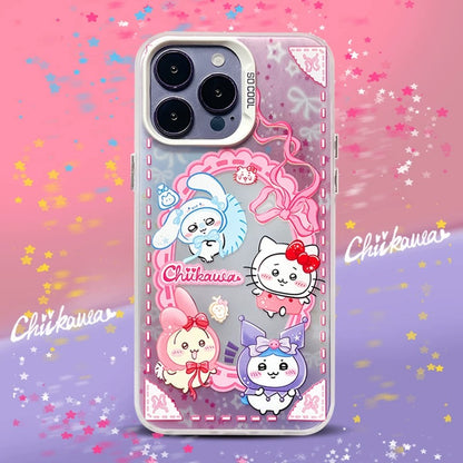 Japanese Cartoon ChiiKawa | Chiikawa Kitty Hachiware Kuromi Usagi Melody Momonga Cinnamoroll Silver - iPhone Case 11 12 13 14 15 16 Pro Promax