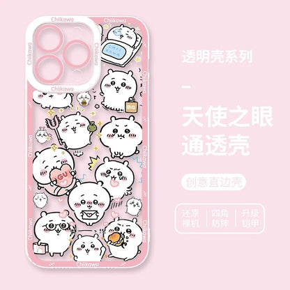 Japanese Cartoon Chiikawa Daily Emo Version | Chiikawa Hachiware Usagi Momonga - iPhone Case PLUS SE2 XS XR X 11 12 13 14 15 16 16e 17 17e Pro Promax 12mini 13mini