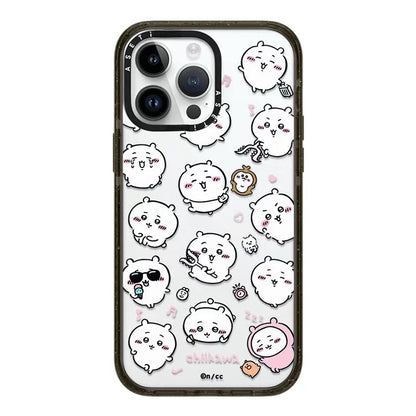 Japanese Cartoon ChiiKawa Clear with Transparent Black Frame Phone Case | Full Screen Fun Emo Colour & Clear ChiiKawa Hachiware Usagi - iPhone Case 12 13 14 15 16 17 Pro Promax