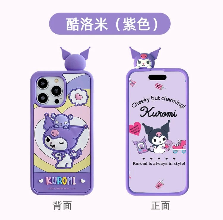 Japanese Cartoon Sanrio Look at you Silicone | Kuromi Pochacco - iPhone Case 13 14 15 Pro Promax