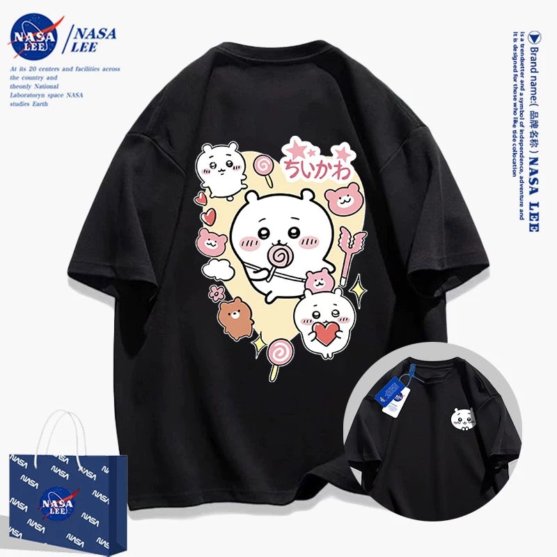 Japanese Cartoon ChiiKawa Casual Style T-Shirt Series | Chiikawa Attack Front & Back - Kawaii Fashion Items