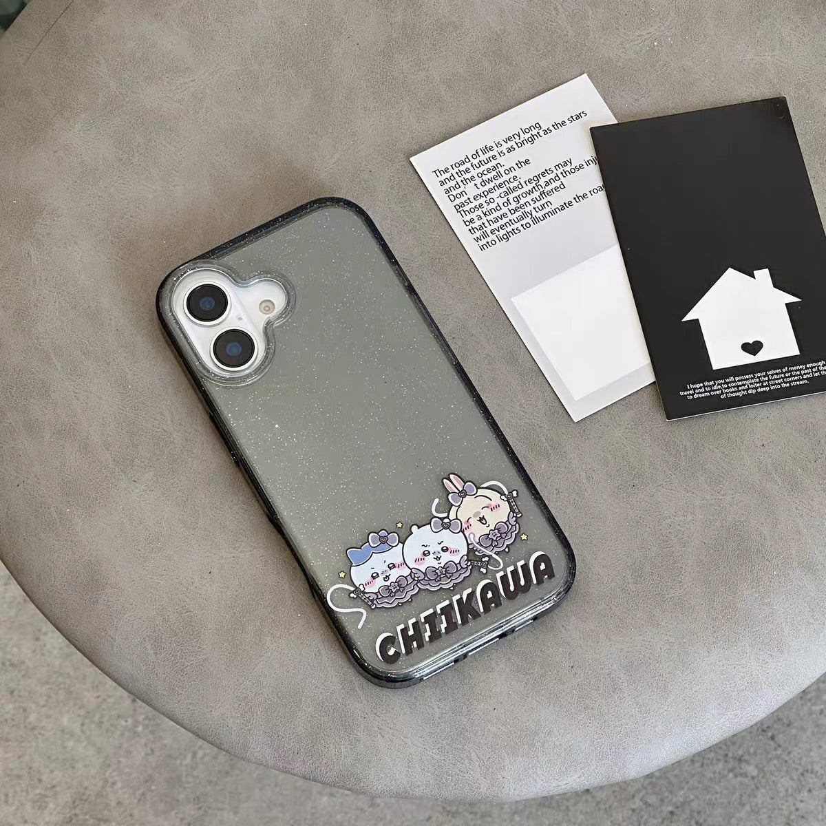 Japanese Cartoon ChiiKawa Gittler Black Clear Case | Devil Group Chiikawa Hachiware Usagi - iPhone Case Plus SE2 11 12 13 14 15 16 16e 17 17e Pro Promax 12mini 13mini
