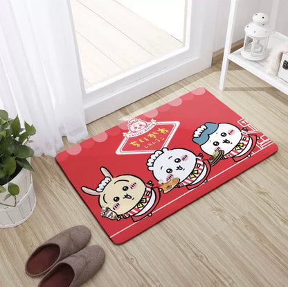 Japanese Cartoon ChiiKawa Soft Floor Mat | Restaurant Cafe Summer Festival ChiiKawa Hachiware Usagi - Kawaii Room Decoration items Cute Things