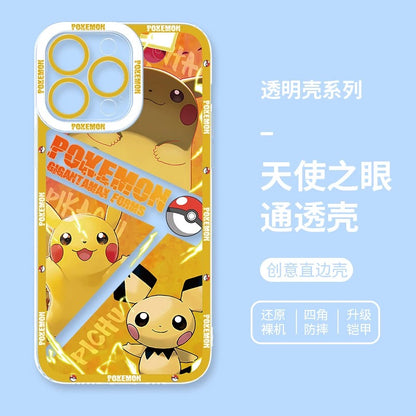 Japan Cartoon Pokemon Evolution Verison | Pichu Pikachu - iPhone Case 6 7 8 PLUS SE2 XS XR X 11 12 13 14 15 16 16e Pro Promax 12mini 13mini