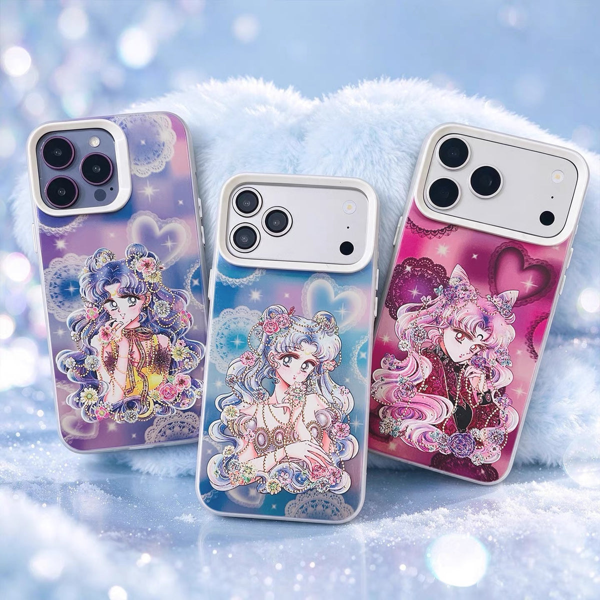 Japanese Cartoon Sailor Moon Comic Style Laser Case | Black Lady Princess Serenity Luna 3 Styles - Phone Case Samsung Galaxy S26 S25 S24 S23 S22 S21 FE Ultra Edge