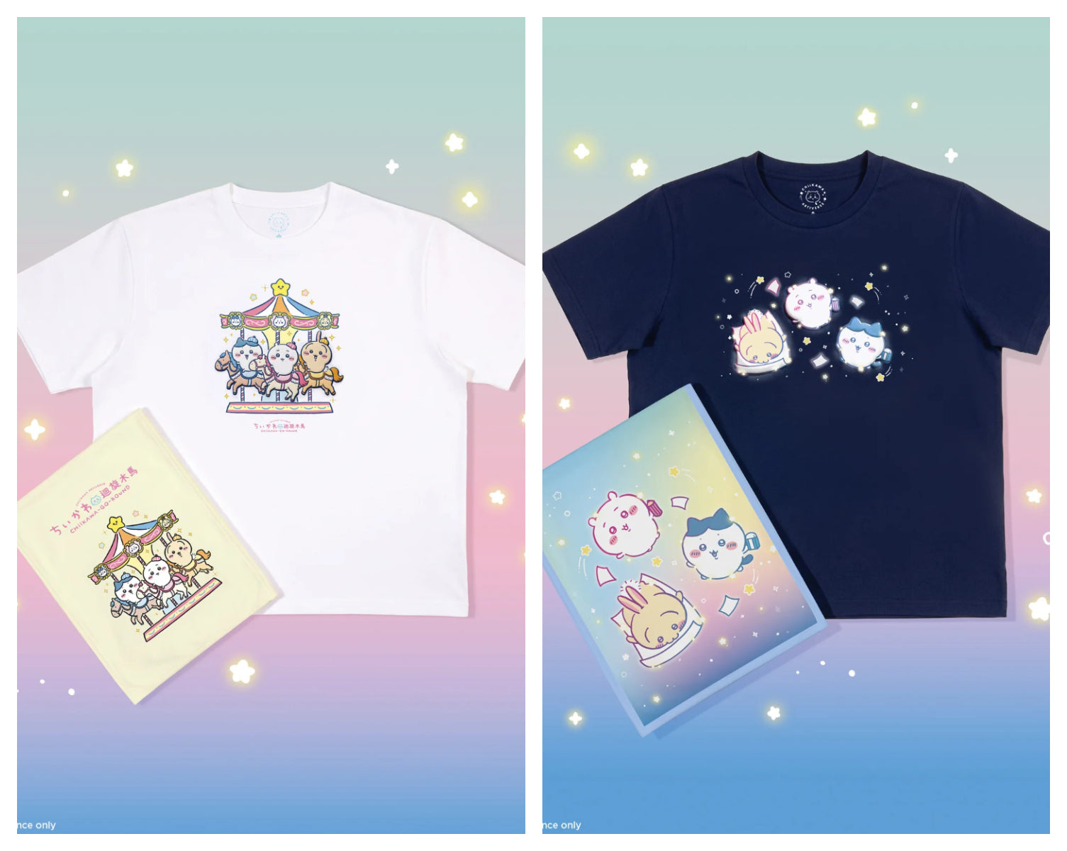 [Per-order] ChiiKawa ChiiKawa Go Round Limited Series | ChiiKawa Hachiware Usagi Riding Carousel Cotton T Shirt - Kawaii items Room Decoration Doll
