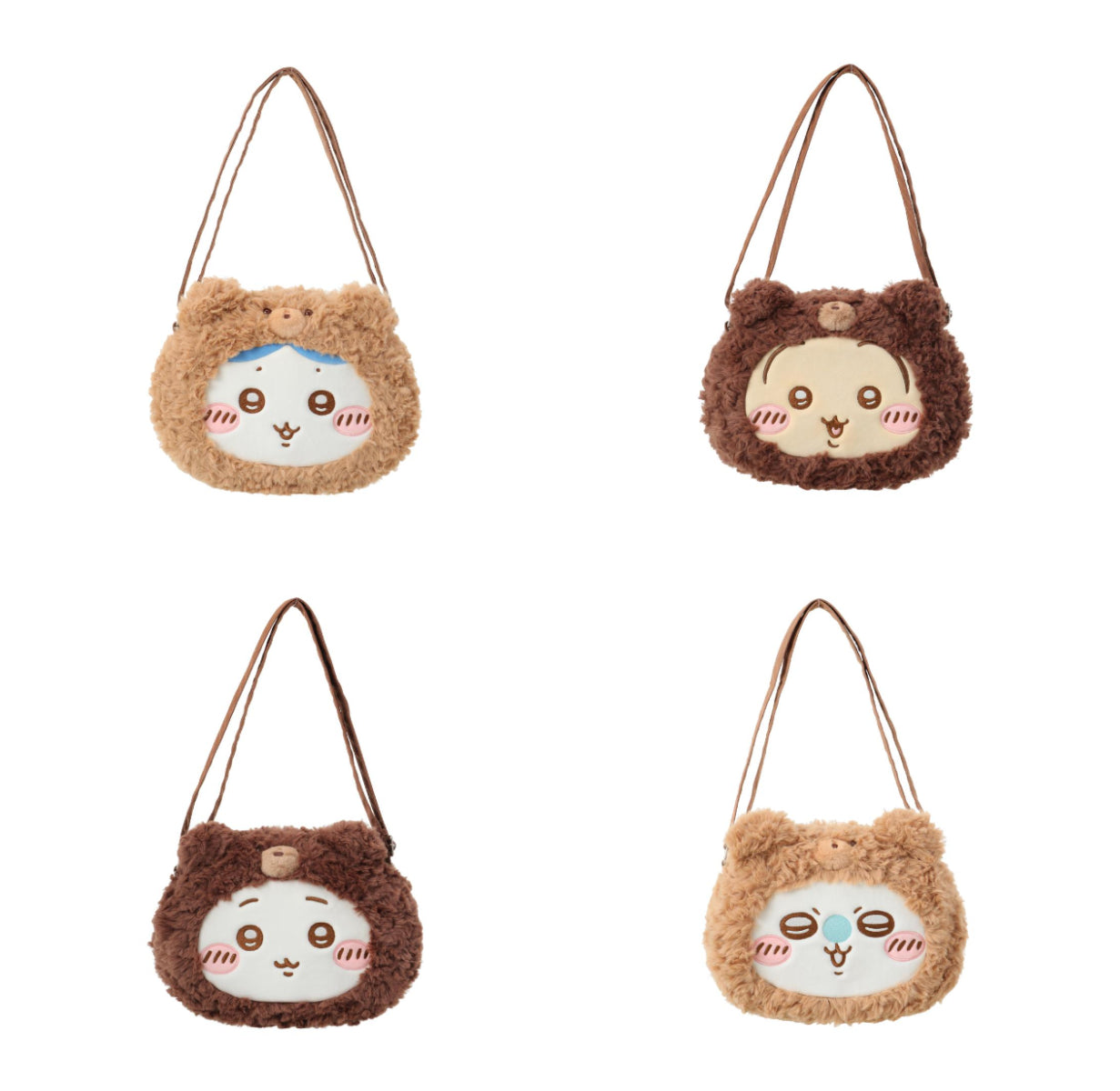 [Pre-order] ChiiKawa X Miniso Fluffy Bear Series | ChiiKawa Hachiware Usagi Momonga Fluffy Bear Cute Plush Doll Crossbody Bag - Kawaii Items Room Decoration