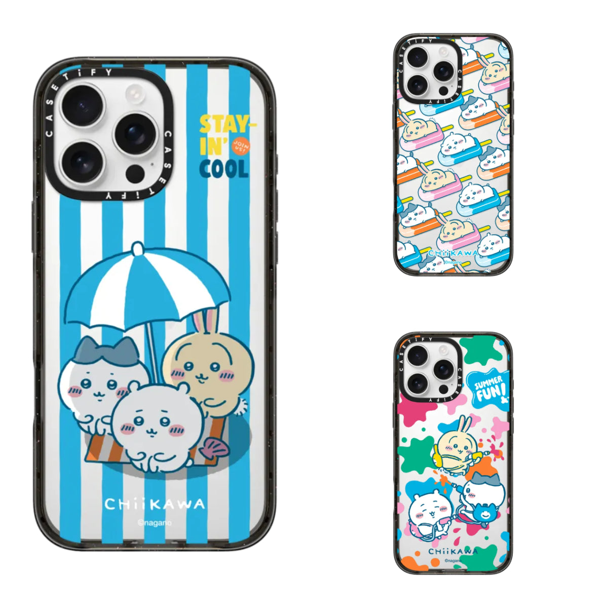 Japanese Cartoon ChiiKawa Transparent Phone Case | ChiiKawa Hachiware Usagi Summer Pool Party Playing Time - iPhone Case 11 12 13 14 15 16 Pro Promax