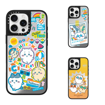 Japanese Cartoon ChiiKawa Mirror Phone Case | ChiiKawa Hachiware Usagi Summer Time Party - iPhone Case 11 12 13 14 15 16 Pro Promax