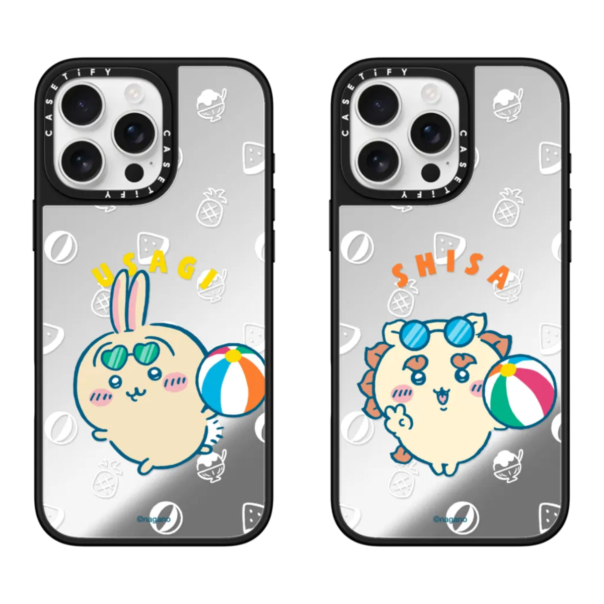 Japanese Cartoon ChiiKawa Mirror Phone Case | Usagi Shisa Summer Pool Party - iPhone Case 12 13 14 15 16 17 Pro Promax