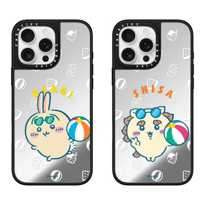 Japanese Cartoon ChiiKawa Mirror Phone Case | Usagi Shisa Summer Pool Party - iPhone Case 12 13 14 15 16 17 Pro Promax