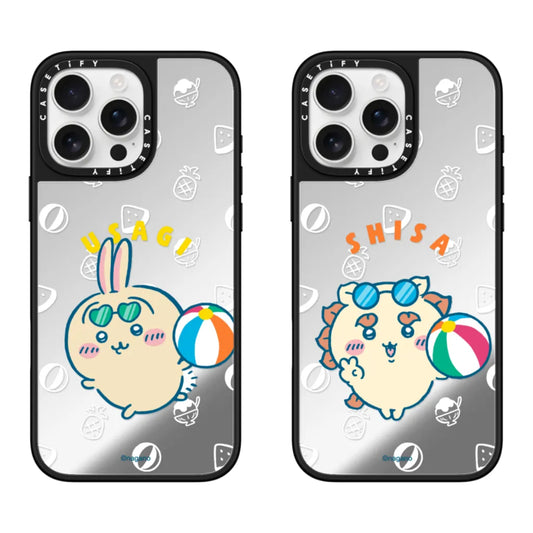 Japanese Cartoon ChiiKawa Mirror Phone Case | Usagi Shisa Summer Pool Party - iPhone Case 12 13 14 15 16 17 Pro Promax