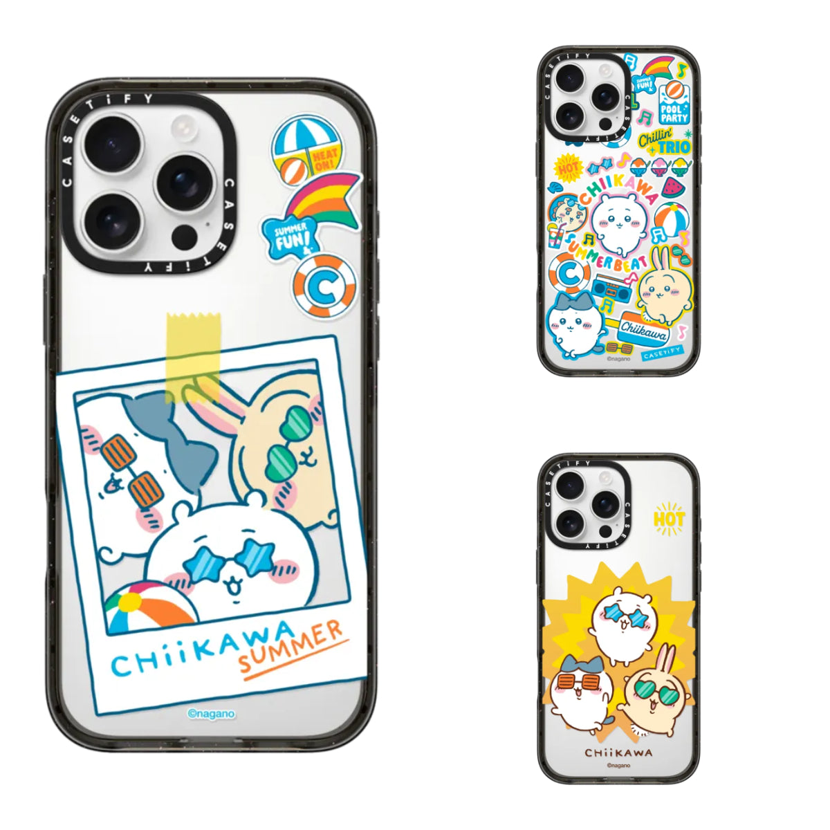 Japanese Cartoon ChiiKawa Transparent Phone Case | ChiiKawa Hachiware Usagi Summer Time Party - iPhone Case 11 12 13 14 15 16 Pro Promax