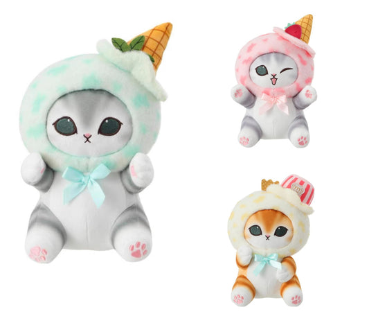 Miniso X Mofusand Ice Cream Series | Mofusand Cat in Ice Cream Cone Costume Sitting Cute Plush Doll - Kawaii items Room Decoration Doll