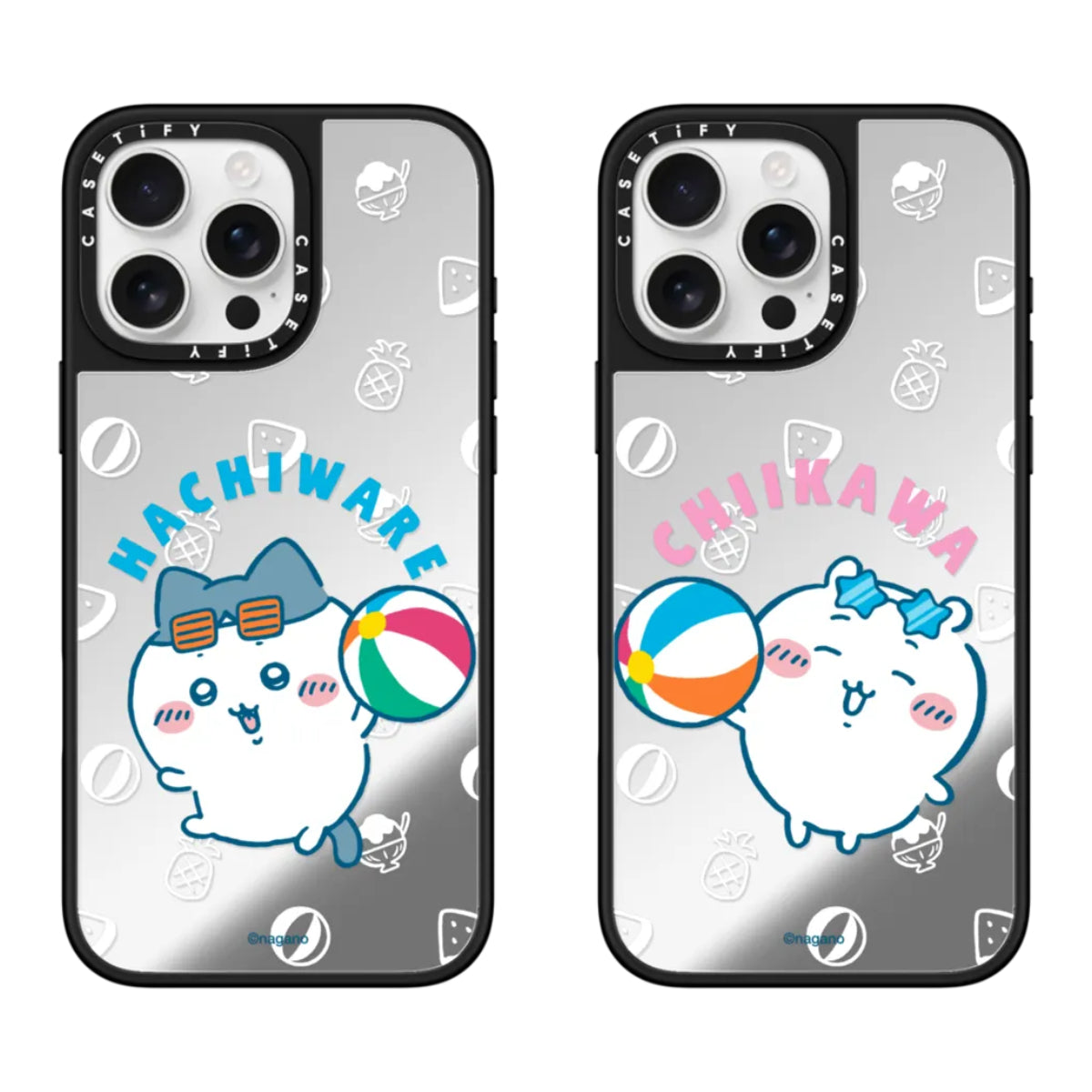 Japanese Cartoon ChiiKawa Mirror Phone Case | ChiiKawa Hachiware Summer Pool Party - iPhone Case 12 13 14 15 16 17 Pro Promax