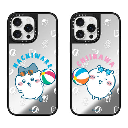 Japanese Cartoon ChiiKawa Mirror Phone Case | ChiiKawa Hachiware Summer Pool Party - iPhone Case 12 13 14 15 16 17 Pro Promax
