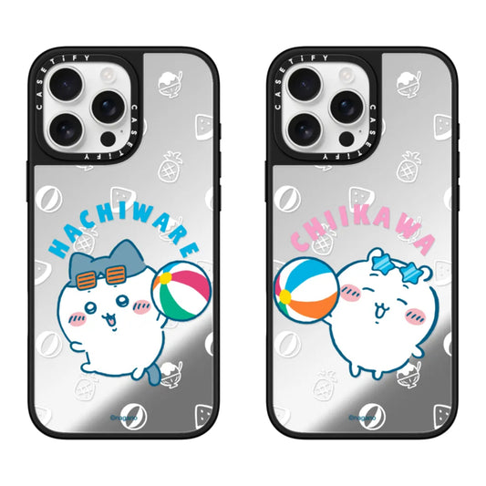 Japanese Cartoon ChiiKawa Mirror Phone Case | ChiiKawa Hachiware Summer Pool Party - iPhone Case 12 13 14 15 16 17 Pro Promax