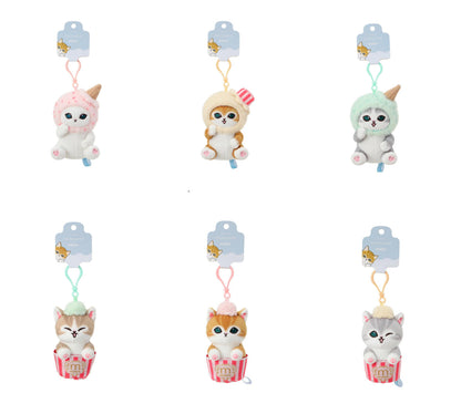 Miniso X Mofusand Ice Cream Series | Mofusand Cat in Ice Cream Cup and Cone Costume Cute Plush Doll Keychain - Kawaii items Room Decoration Doll